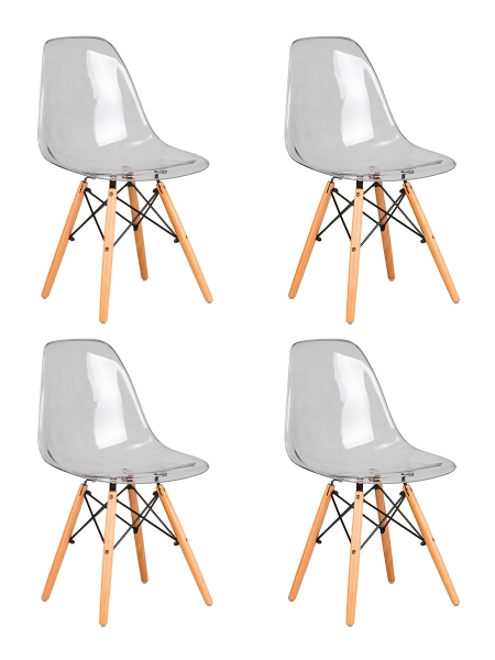 Набор 4 шт Стул обеденный DSW CASPER, ножки светлый бук прозрачный