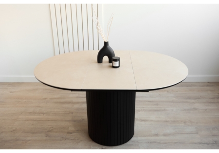 Керамический стол Лорен 100(140) okara light yellow, черный