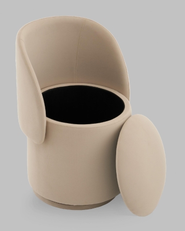 Пуф-трансформер Таунсвилл вращающийся с ящиком велюр бежевый