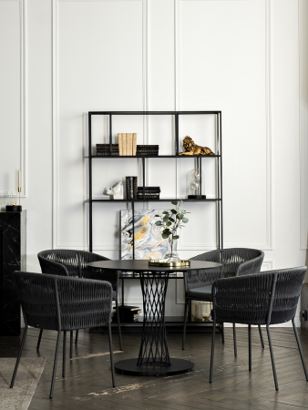 "Диего" обеденная группа на 4 персоны со стульями "Бордо" плетения колос, столешница "серый гранит"