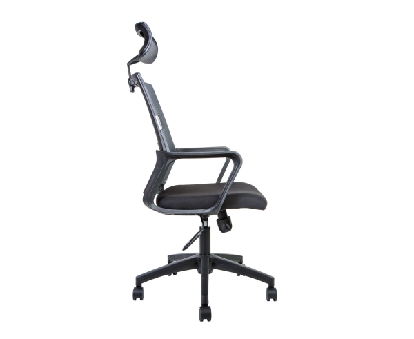 Кресло офисное Бит черный пластик, черная сетка, черная ткань