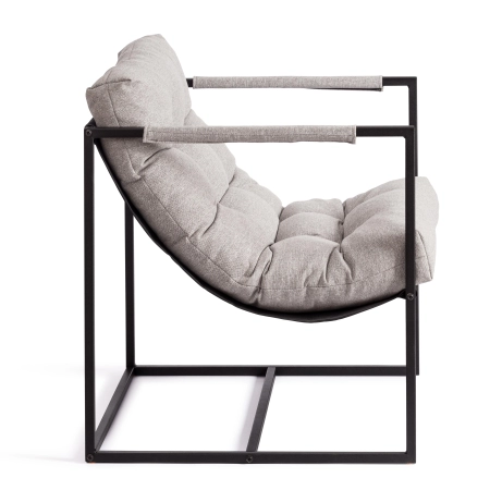 Кресло Charli серый и бежевый, ткань и металл, мягкое сиденье, с подлокотниками