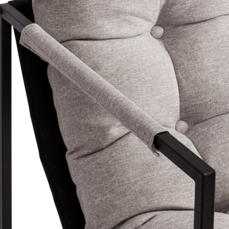 Кресло Charli серый и бежевый, ткань и металл, мягкое сиденье, с подлокотниками