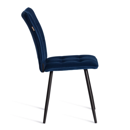 Стул обеденный Bari синий, велюр и металл, мягкое сиденье, без подлокотников