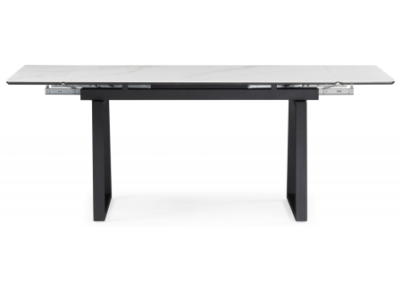 Керамический стол Джек 140(200)х80 белый мрамор, черный