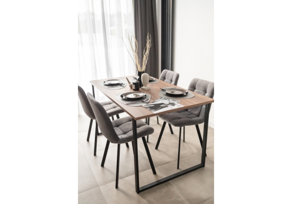 Стол деревянный Лиман 140 х 80 дуб крафт табачный, черный матовый