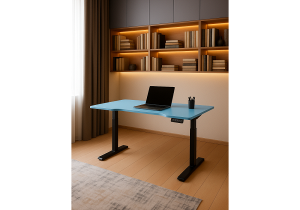 Компьютерный стол Маркос 140х80 голубой, черный