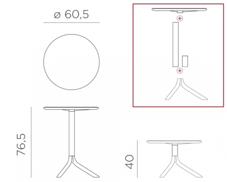 Стол пластиковый обеденный Spritz + Spritz Mini красный