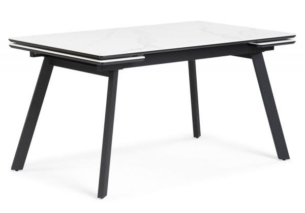 Керамический стол Норман 120(180)х80 snow (alpin) white, черный