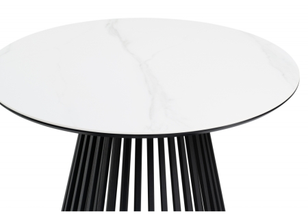 Керамический стол Нэнси 90х90х75 белый мрамор, черный