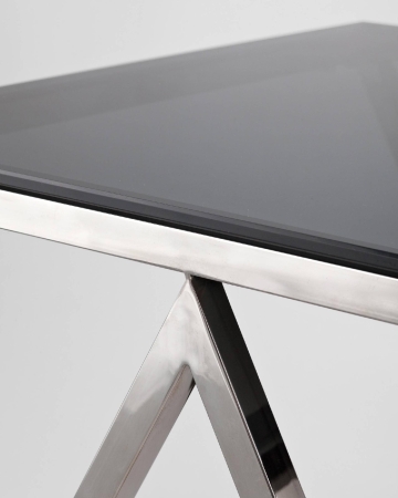 Журнальный стол 55*55 ИНСИГНИЯ сталь темный хром стекло дым