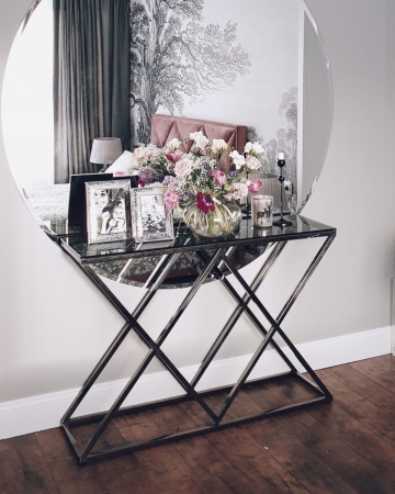 Консоль ИНСИГНИЯ 115*30 сталь темный хром стекло дым