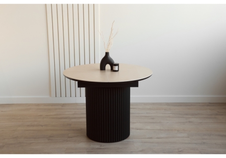 Керамический стол Стивен 100(140) okara light yellow, черный