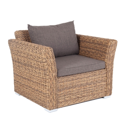 Кресло "Капучино" из искусственного ротанга (гиацинт), цвет соломенный