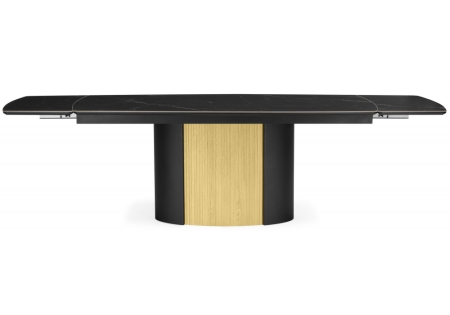 Керамический стол Бовер 180(220)x90 черный мрамор, черный, дуб натуральный