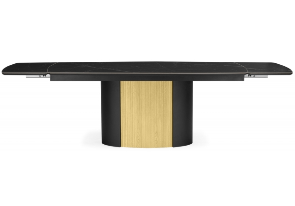 Керамический стол Бовер 180(220)x90 черный мрамор, черный, дуб натуральный