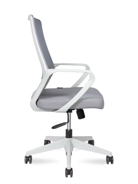 Кресло офисное Pino LB серый, ткань и пластик, мягкое сиденье, с подлокотниками