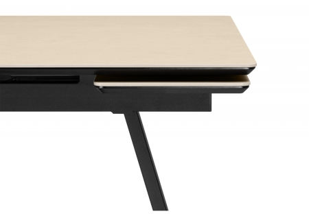 Керамический стол Памелла 120(180)х80 okara light yellow, черный