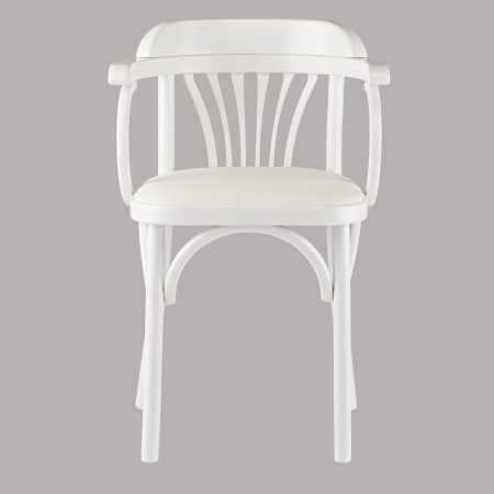 Деревянный стул Венский белый с мягким сиденьем из экокожи