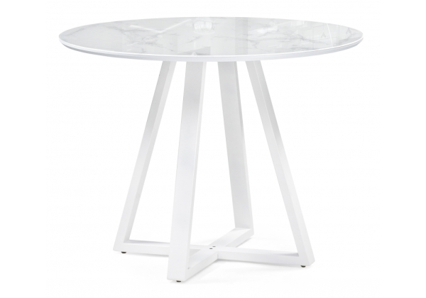 Стеклянный стол Норфолк 100х78 белый мрамор, белый
