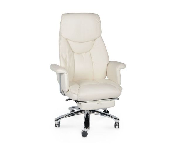 Кресло офисное Парламент ivory, сталь и хром, слоновая кость, экокожа