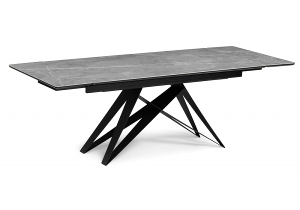 Керамический стол Блэкберн 160(220)х80 серый мрамор, черный