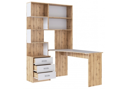 Компьютерный стол Ганор правый дуб вотан, белый