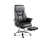 Кресло офисное Парламент черный, сталь и хром, черная экокожа