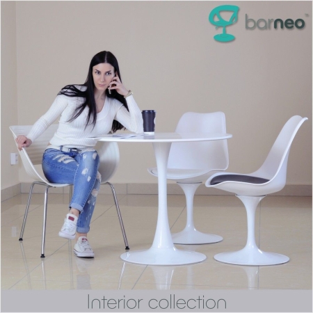 Стул Tulip style белый с черной подушкой