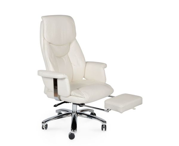 Кресло офисное Парламент ivory, сталь и хром, слоновая кость, экокожа