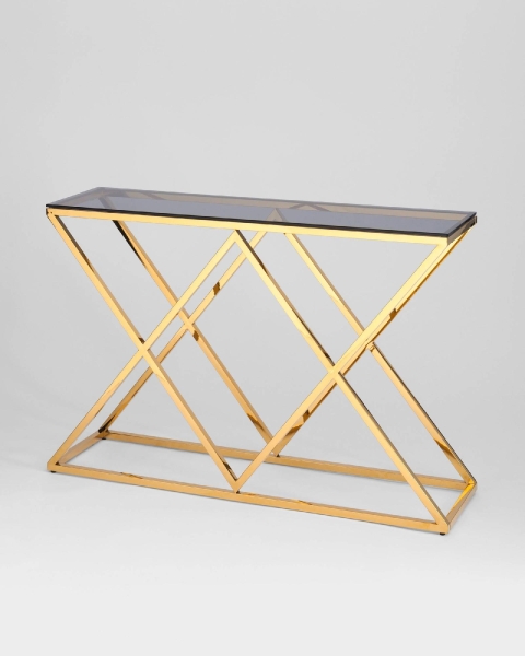 Консоль ИНСИГНИЯ 115*30 золото стекло дым