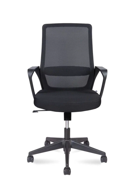Кресло офисное Pino LB черный, ткань и пластик, мягкое сиденье, с подлокотниками