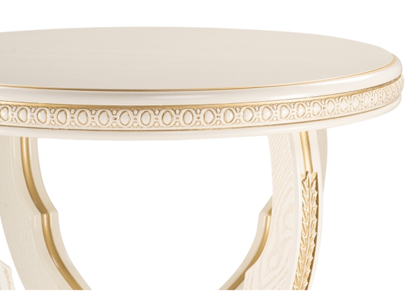 Журнальный стол Луис круглый слоновая кость, золото