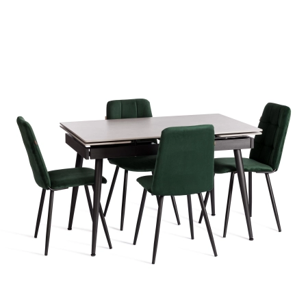 Стул обеденный Asti зеленый, велюр и металл, мягкое сиденье, без подлокотников