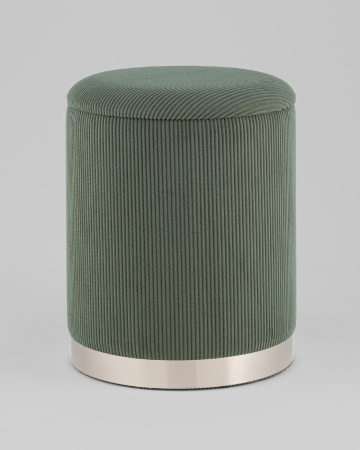 Пуф Эмили с ящиком серебро вельвет зеленый