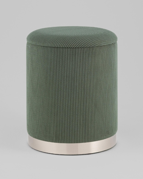 Пуф Эмили с ящиком серебро вельвет зеленый