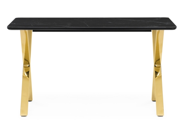 Керамический стол Селена 3 140х80 черный мрамор, золото