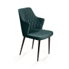 Стул с подлокотниками Hunt, бархат зеленый, черный конус