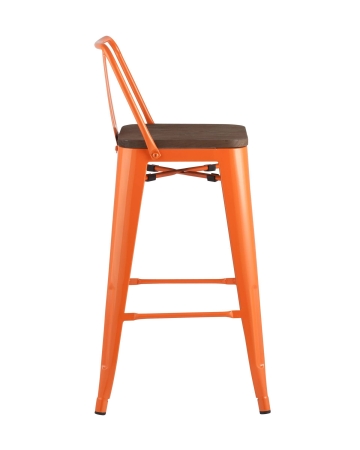 Стул полубарный TOLIX WOOD со спинкой оранжевый глянцевый