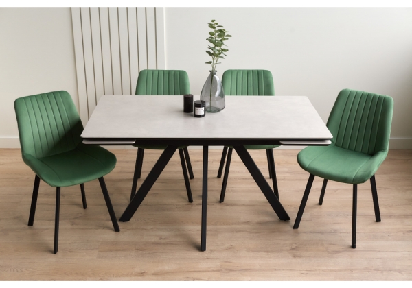 Керамический стол Вилли 140(200)х80 carmen light grey, черный