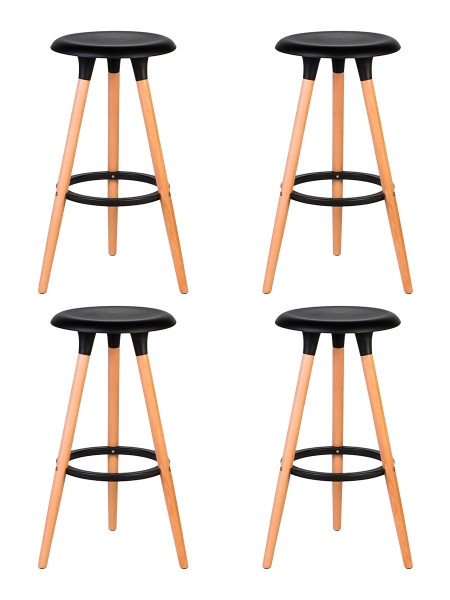 Набор 4 шт Табурет барный ROYCE, ножки светлый бук черный (B-03)