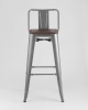 Стул барный TOLIX WOOD со спинкой серебристый матовый