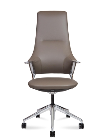 Кресло офисное Han кориневый и серый, натуральная кожа и металл, мягкое сиденье, с подлокотниками