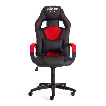 Кресло DRIVER (22) экокожа и ткань, черный и красный
