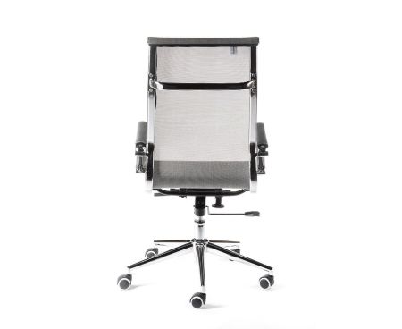 Кресло офисное Хельмут (серый) сталь + хром серая сетка