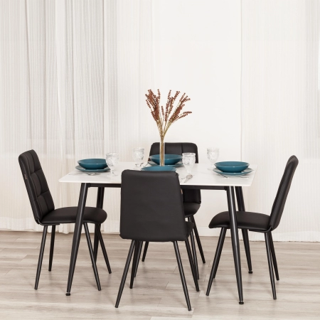 Стул обеденный Asti черный, экокожа и металл, мягкое сиденье, без подлокотников