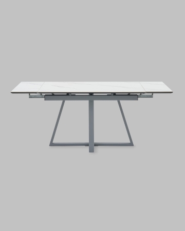 Стол Керас 120-180/80/75 столешница МДФ16/керамика Snow white подстолье металл серый