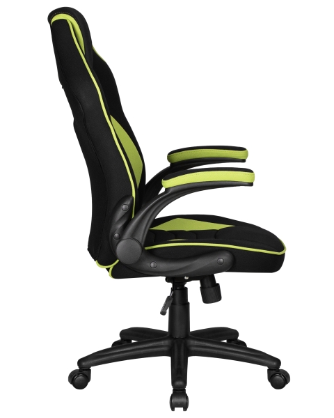 Кресло игровое RICK черно-зеленая ткань