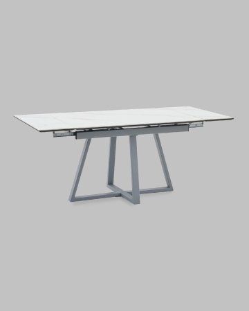 Стол Керас 120-180/80/75 столешница МДФ16/керамика Snow white подстолье металл серый