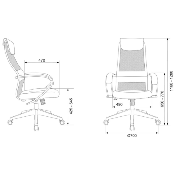 Кресло руководителя CH-607 сетка/ткань черный TW-01